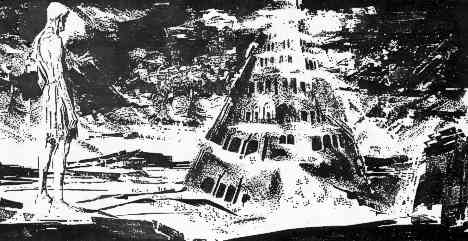 Frente a la Torre de Babel (Dibujo de A. Breccia)