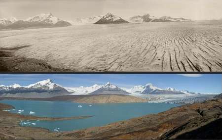 Glaciar Upsala, en el mismo mes de 1928 y de 2003